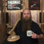 Brent Henderson, league axe throwing champ in Fredericton and also won Saint John single and duals league